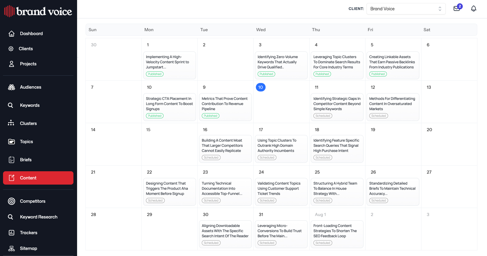 brand voice content calendar