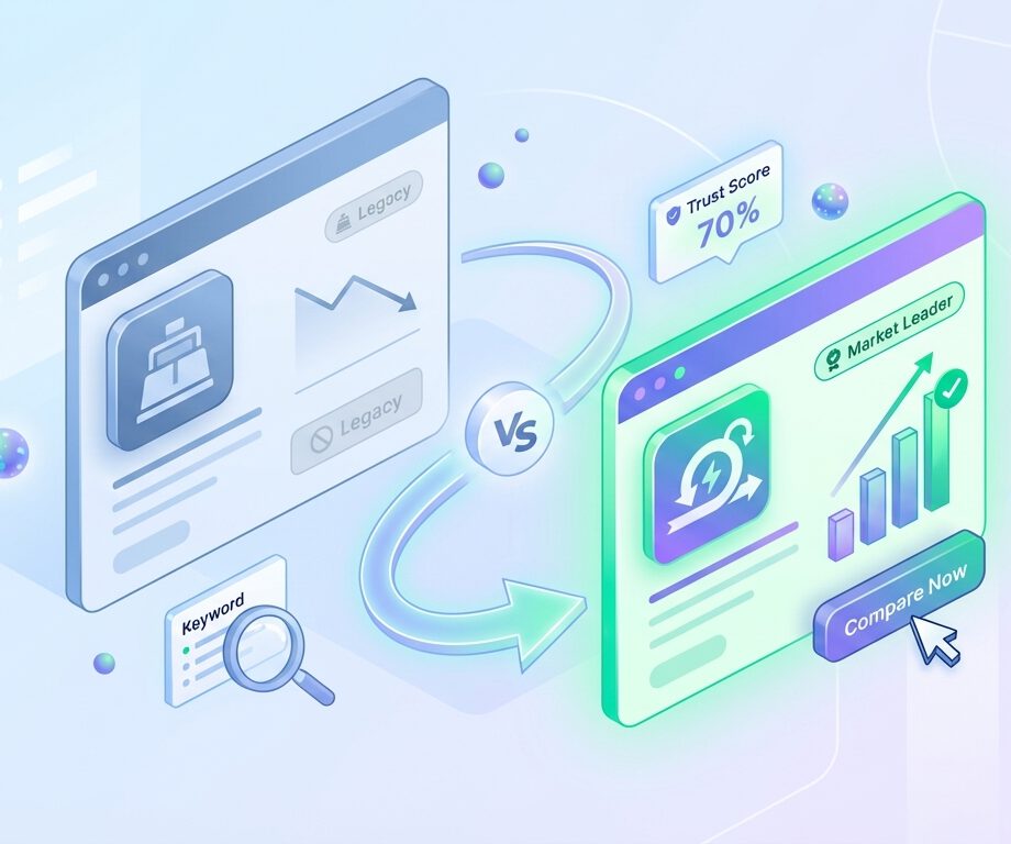 drafting comparison pages that steal market share from established incumbents