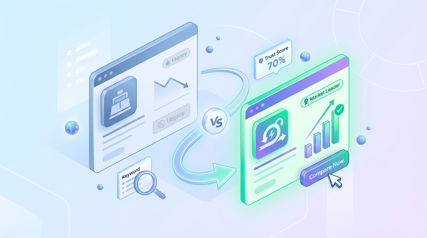 drafting comparison pages that steal market share from established incumbents