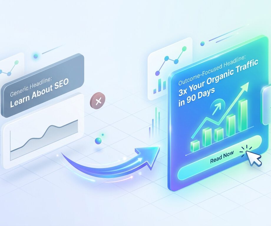 writing outcome focused headlines that promise a specific result over general education